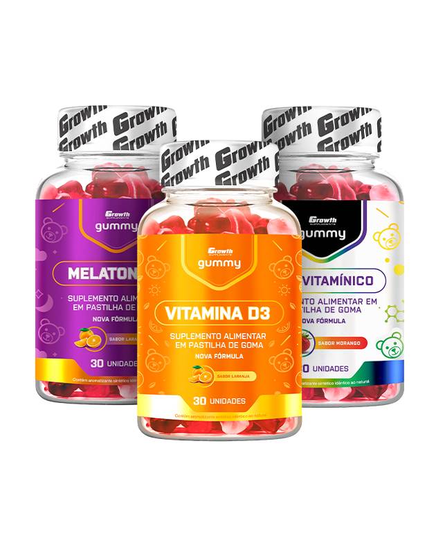 Kit Multivitamínico Gummy 30un + Melatonina Gummy 30un + Vitamina D3 Gummy 30un
