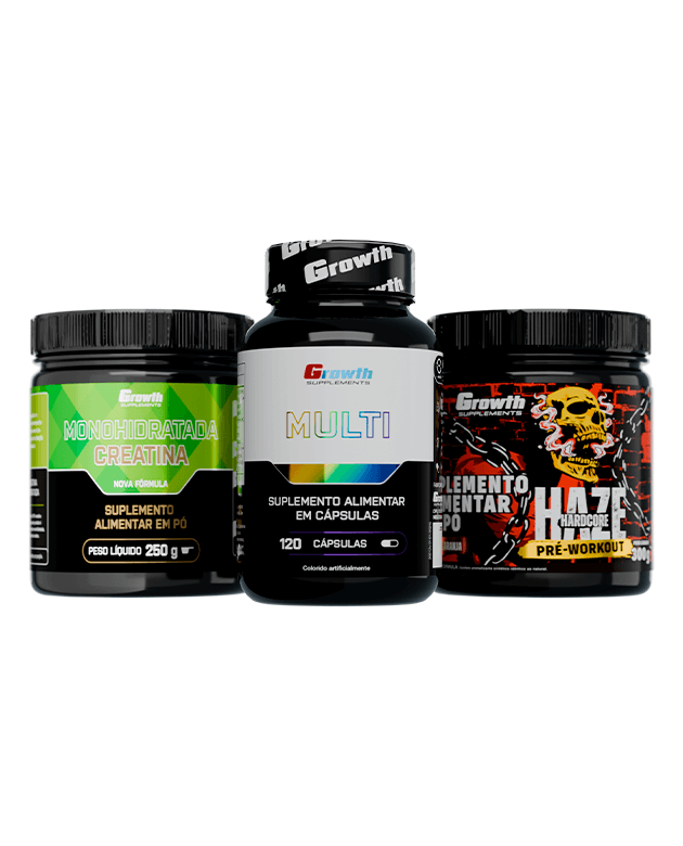 Kit Creatina Monohidratada 250g, Multivitamínico 120 caps e Pré-Treino Haze 300g
